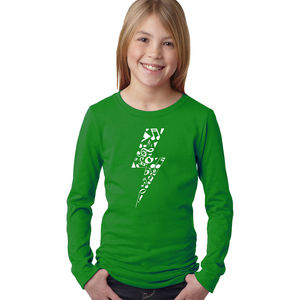 Girl's Word Art Long Sleeve - Lightning Bolt
